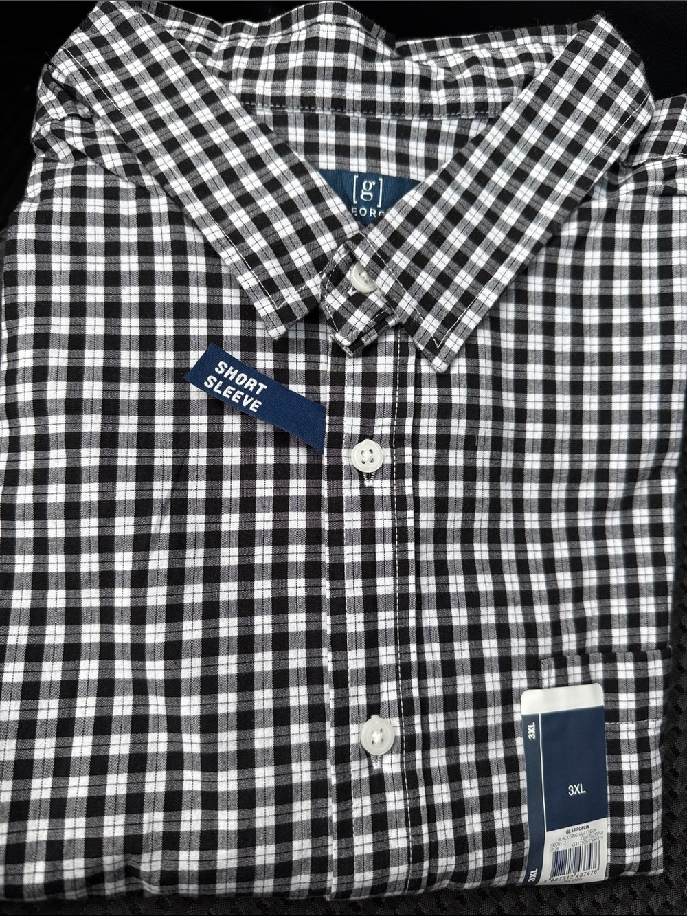 George Black & White Check Short Sleeve Button-Down Shirt